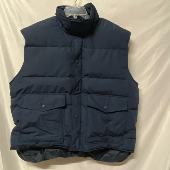 Trader Bay Vest XL Navy Blue Puffer Full Zip Snap 4 Pocket Vintage - Picture 1 of 9